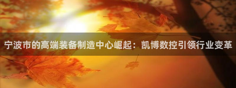 天辰娱乐下载链接：宁波市的高端装备制造中心崛起：凯博数控引领行业变革